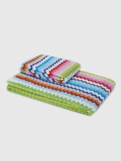 2 Piece Set of Zig Zag Cotton Terry Riverbero Bath Towels