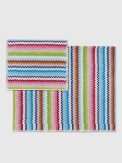 2 Piece Set of Zig Zag Cotton Terry Riverbero Bath Towels