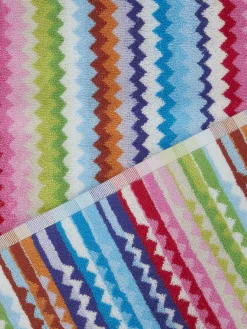 2 Piece Set of Zig Zag Cotton Terry Riverbero Bath Towels