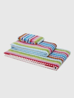 3 Piece Set of Zig Zag Cotton Terry Riverbero Bath Towels