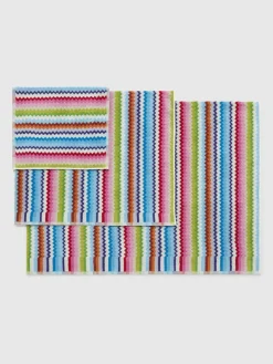 3 Piece Set of Zig Zag Cotton Terry Riverbero Bath Towels