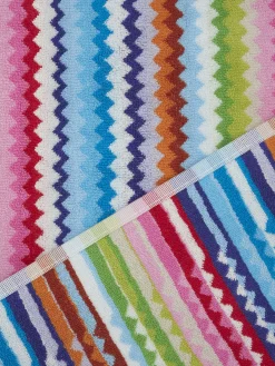 3 Piece Set of Zig Zag Cotton Terry Riverbero Bath Towels