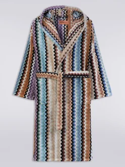 Adam chevron cotton terry hooded bathrobe