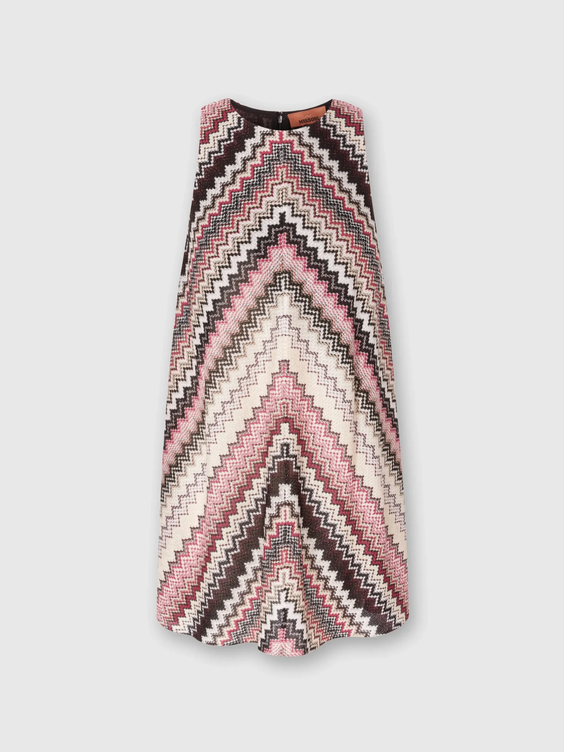 A-line mini-dress with lamé serrated zigzag pattern