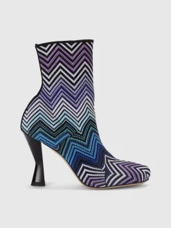 Ankle boots in zig zag fabric with culture heel
