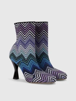 Ankle boots in zig zag fabric with culture heel