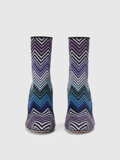 Ankle boots in zig zag fabric with culture heel