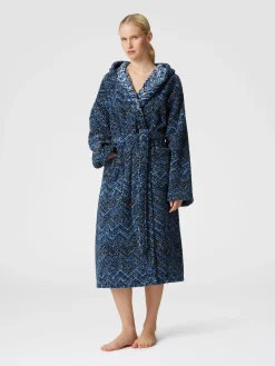 Azul cotton terry chevron bathrobe