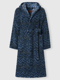 Azul cotton terry chevron bathrobe