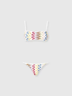 Bandeau bikini in lamé viscose lace