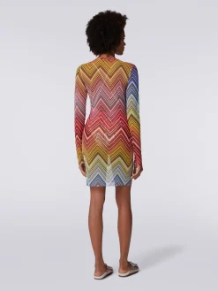 Beach dress in zigzag print tulle