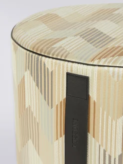 Betulla 40x30 cm cylindrical pouffe with chevron pattern and stripes