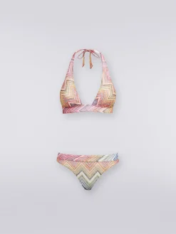 Biking in zigzag print fabric