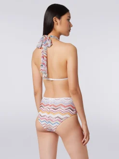 Bikini in crochet with lurex and high-waisted briefs
