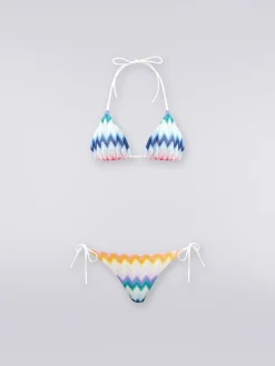 Bikini in zigzag faded viscose blend with lurex