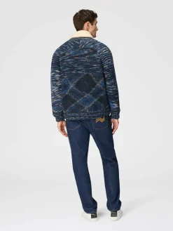 Bomber jacket in slub wool with teddy bear insert