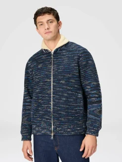 Bomber jacket in slub wool with teddy bear insert
