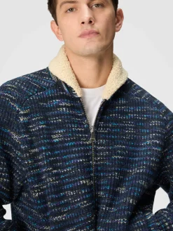 Bomber jacket in slub wool with teddy bear insert