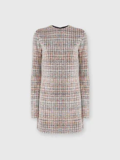 Bouclé checkered mini-dress with sequins