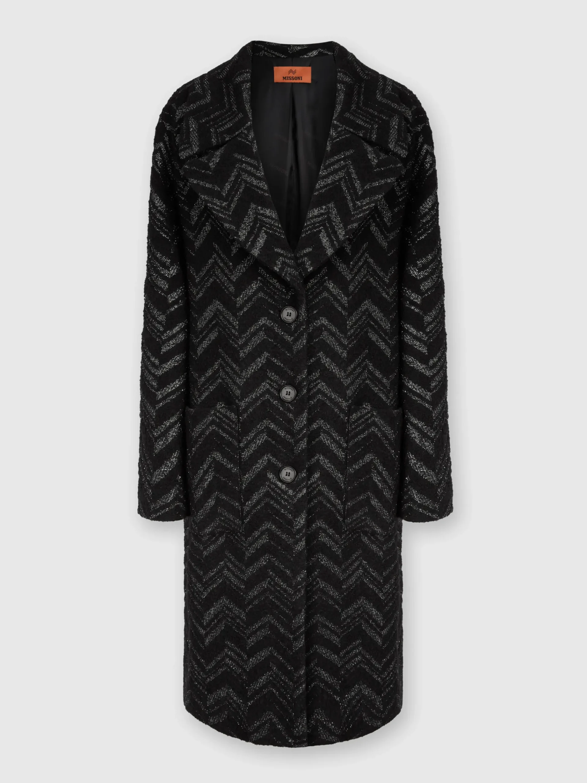 Bouclé knit coat with lamé chevron