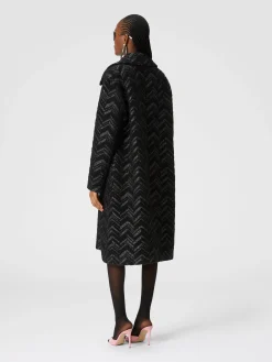 Bouclé knit coat with lamé chevron