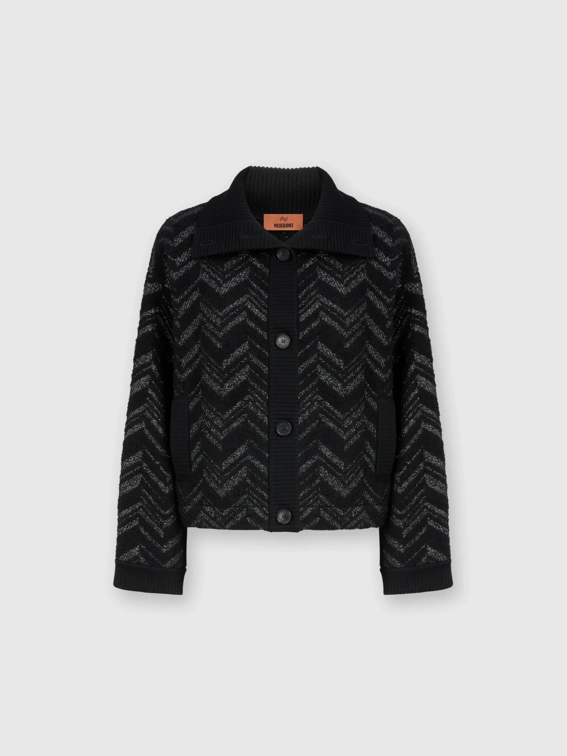 Bouclé knit jacket with lamé chevron
