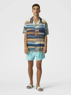 Bowling shirt with gradient zig zag print and breast pocket