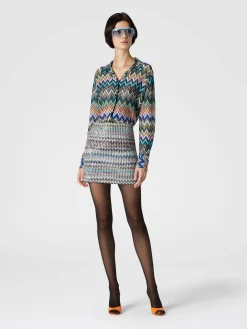 Bowling-cut shirt in zig zag viscose