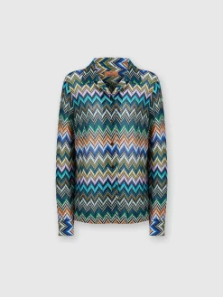 Bowling-cut shirt in zig zag viscose