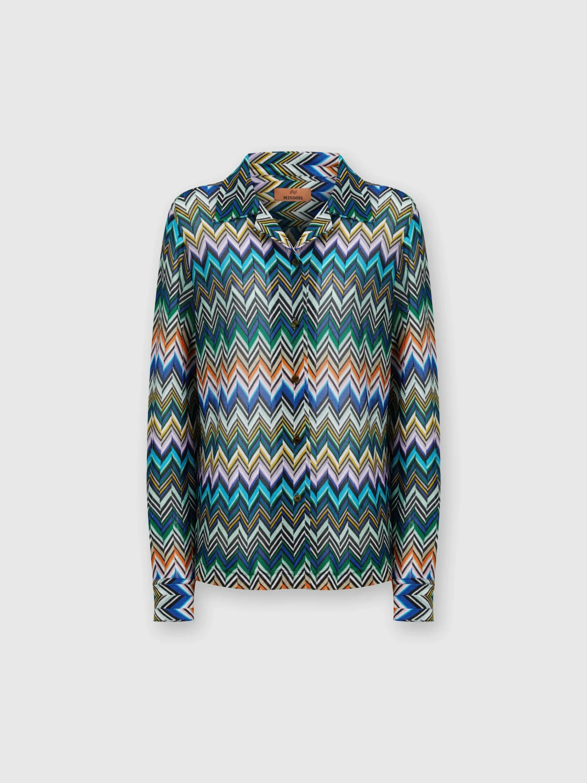 Bowling-cut shirt in zig zag viscose