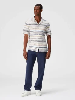 Bowling-cut shirt in zig zag cotton