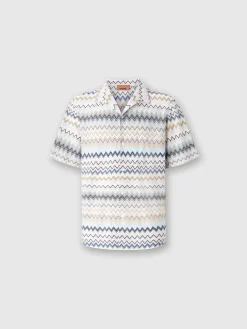 Bowling-cut shirt in zig zag cotton