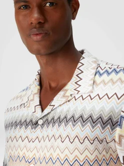 Bowling-cut shirt in zig zag cotton