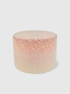 Brouges 40x30 cm chevron cylindrical pouffe with bouclé details