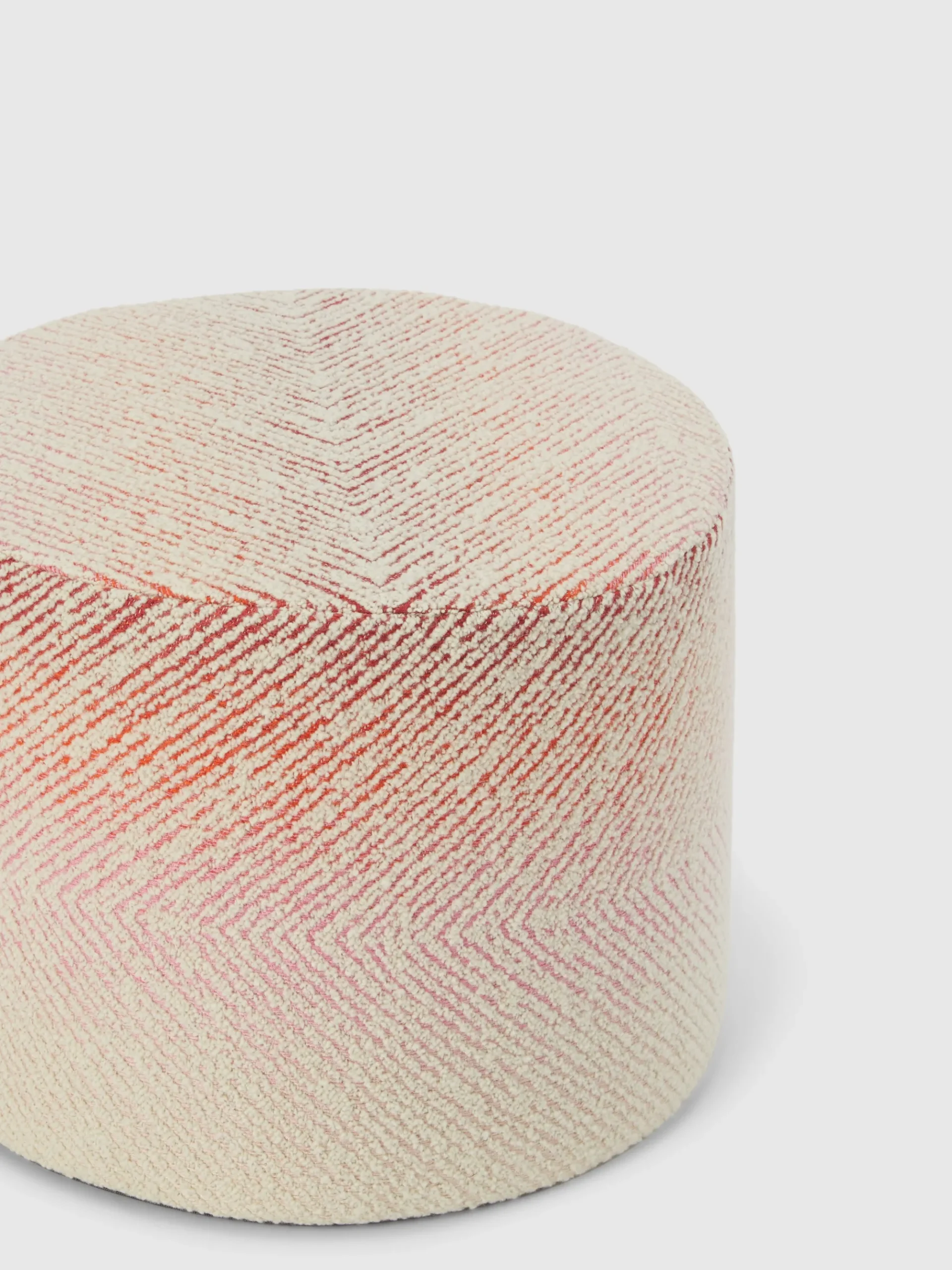 Brouges 40x30 cm chevron cylindrical pouffe with bouclé details