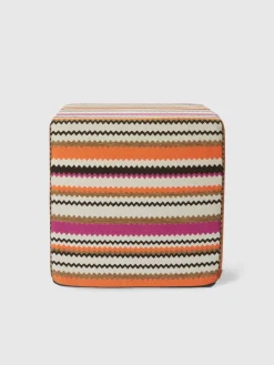 Cancun cubic outdoor pouffe 40x40x40 cm with chevron pattern