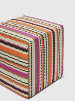 Cancun cubic outdoor pouffe 40x40x40 cm with chevron pattern