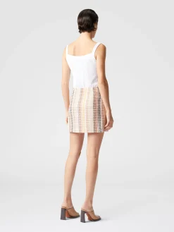 Caperdoni motif cotton blend mini skirt with slit