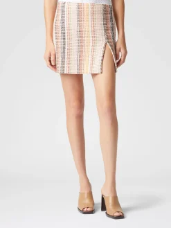 Caperdoni motif cotton blend mini skirt with slit