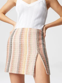 Caperdoni motif cotton blend mini skirt with slit