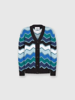 Cardigan with macro zigzag and mélange details