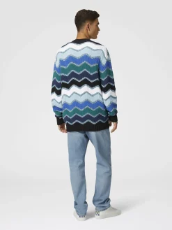 Cardigan with macro zigzag and mélange details