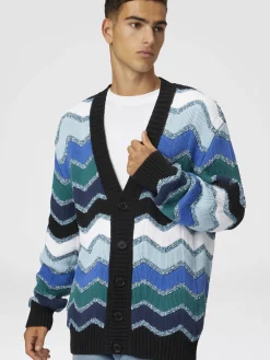 Cardigan with macro zigzag and mélange details