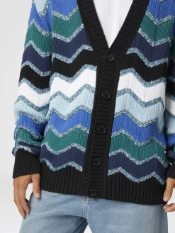 Cardigan with macro zigzag and mélange details