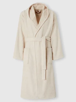 Chalk bathrobe in cotton terry with zigzag pattern