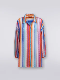 Chemisier blouse in zigzag print silk and cotton