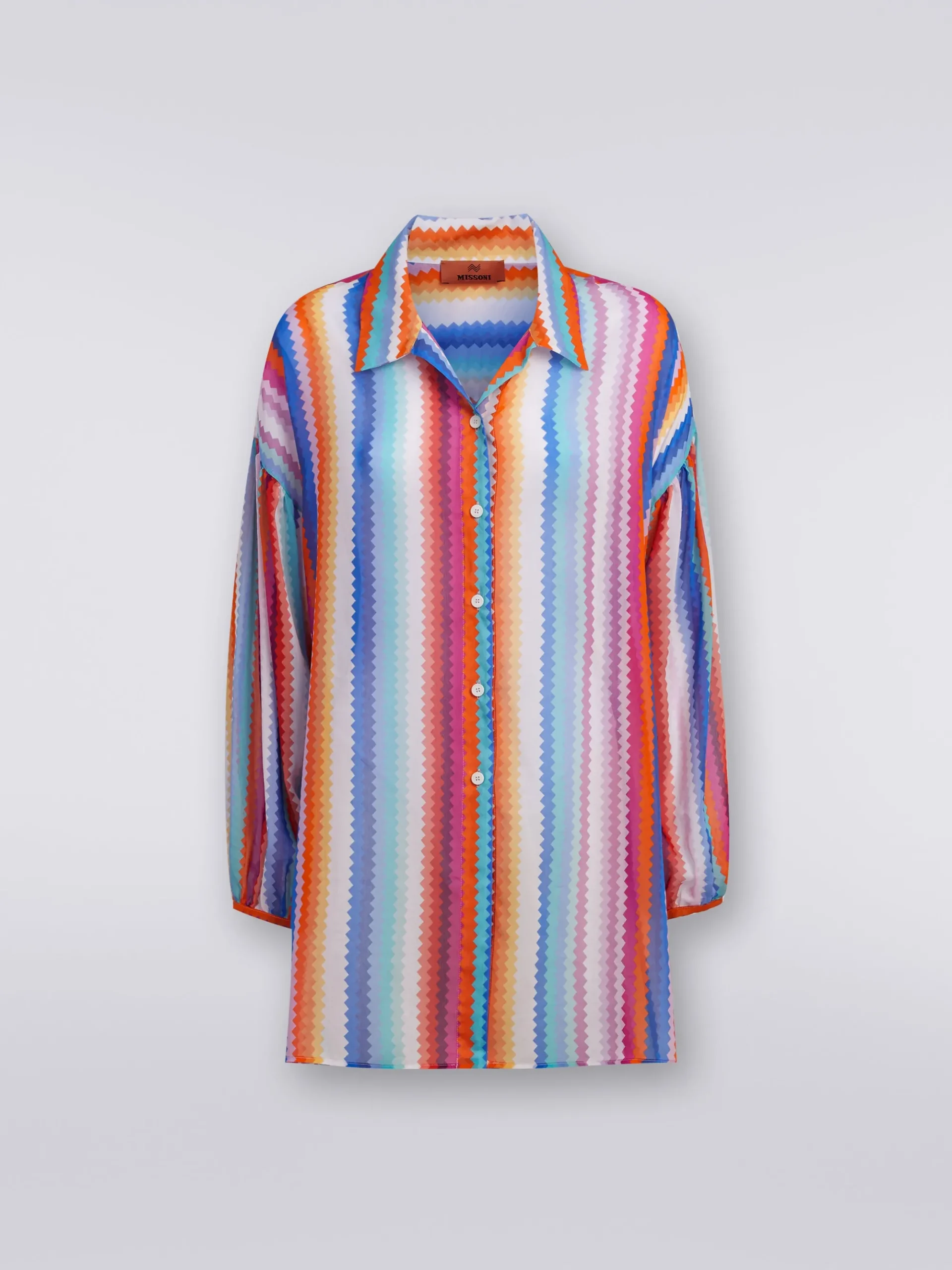 Chemisier blouse in zigzag print silk and cotton