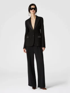 Chevron blazer with satin details