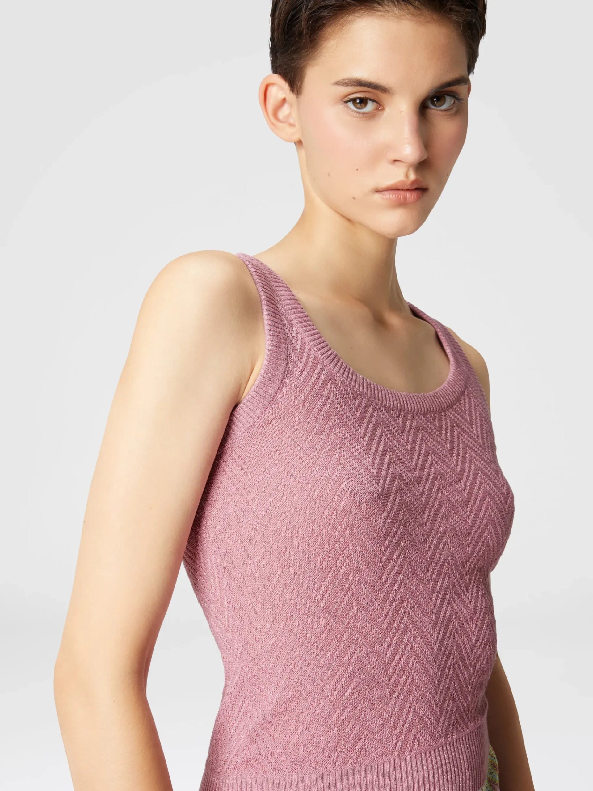 Chevron jacquard tank top