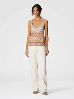 Chevron lamé tank top with sequins